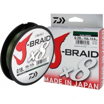 Шнур DAIWA J-Braid X8 0,22мм 150м dark green